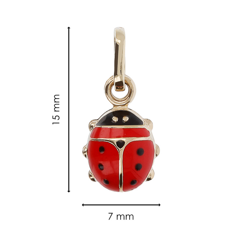 Ladybug Pendant in 9 Carat Gold and Red and Black Enamel