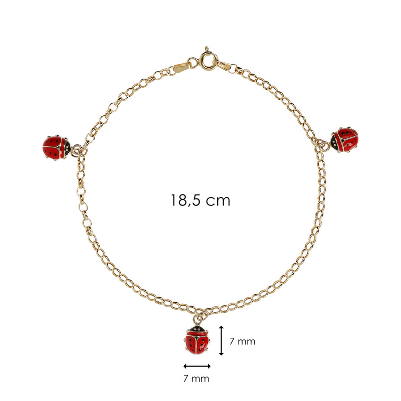 Rolo Chain Bracelet with Coccinelle Charms 375 Gold