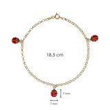 Bracelet chaîne Rolo avec breloques Coccinelle en or 375