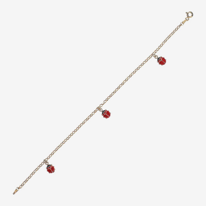 Bracelet chaîne Rolo avec breloques Coccinelle en or 375