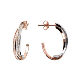 Zweifarbige Doppelkreis-Ohrringe mit Zirkonia aus 9 Karat Gold