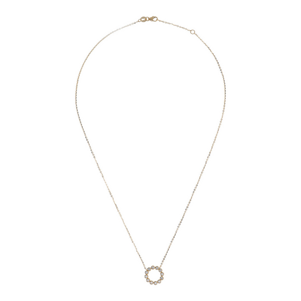 Necklace with Rolo Chain and Circle Pendant in 9 Carat Gold Cubic Zirconia