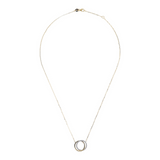 Necklace with Forzatina Chain and Double Circle Pendant in 9 Carat Gold Cubic Zirconia