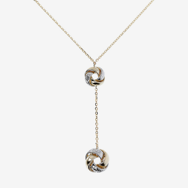 Collana a Cravatta con Catena Forzatina e Nodi Bicolori Oro 375