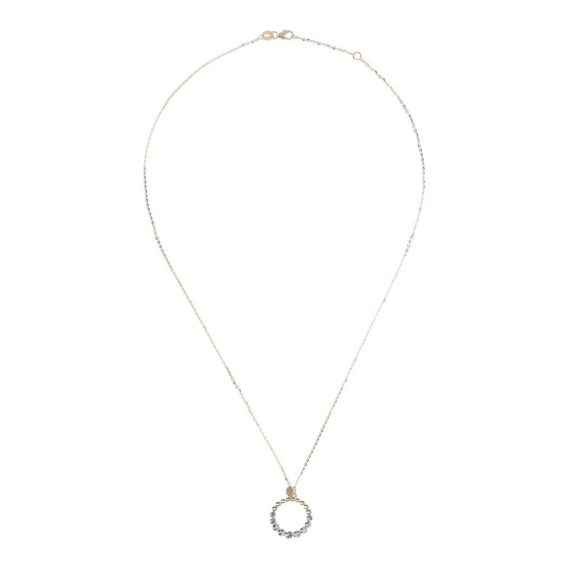 Forzatina Chain Necklace and Bicolor Graduated Circle Pendant in 9 Carat Gold