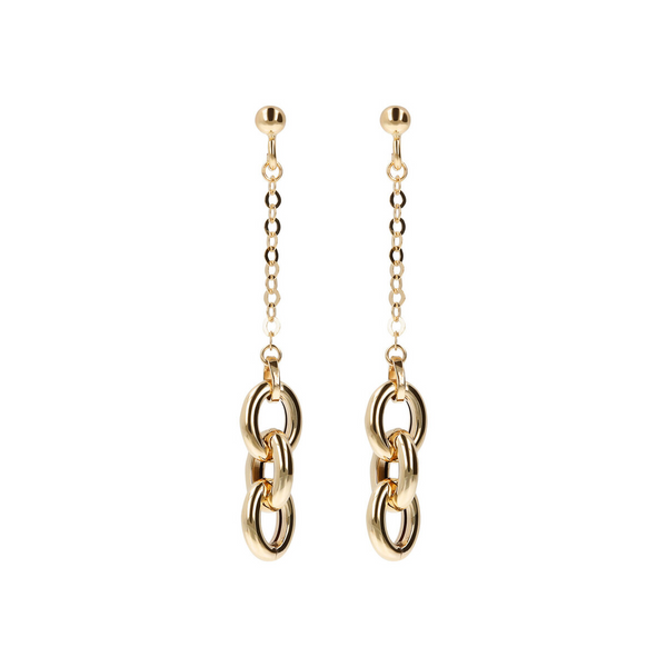 Wire Pendant Earrings with 9 Carat Gold Triple Circle
