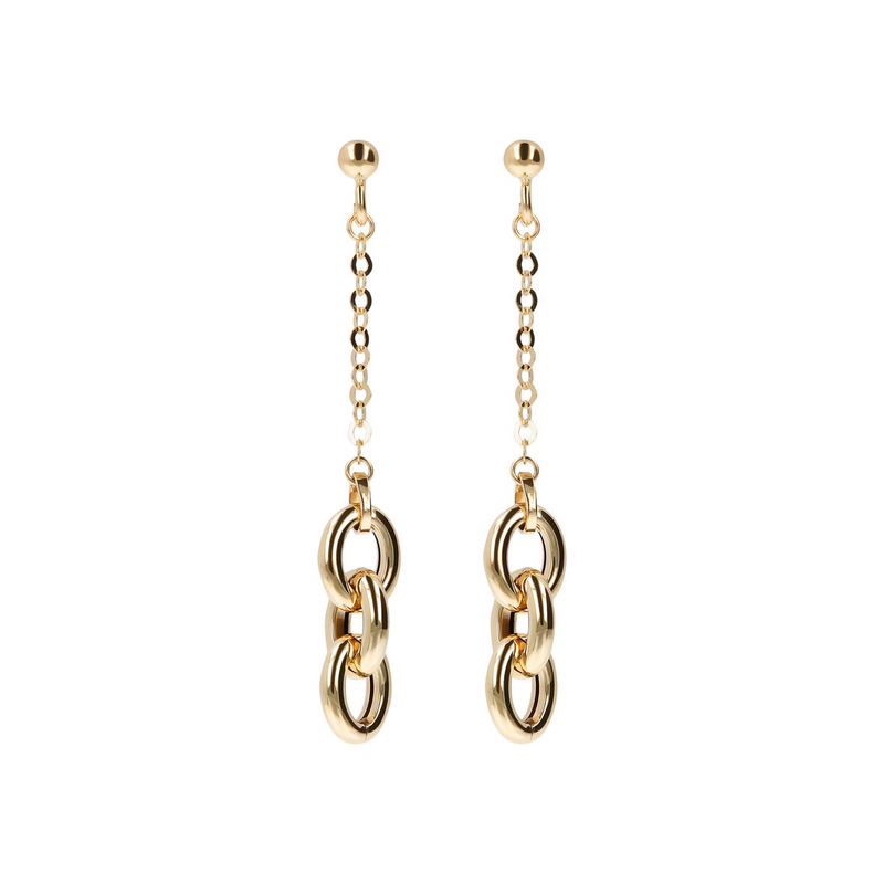 Wire Pendant Earrings with 9 Carat Gold Triple Circle