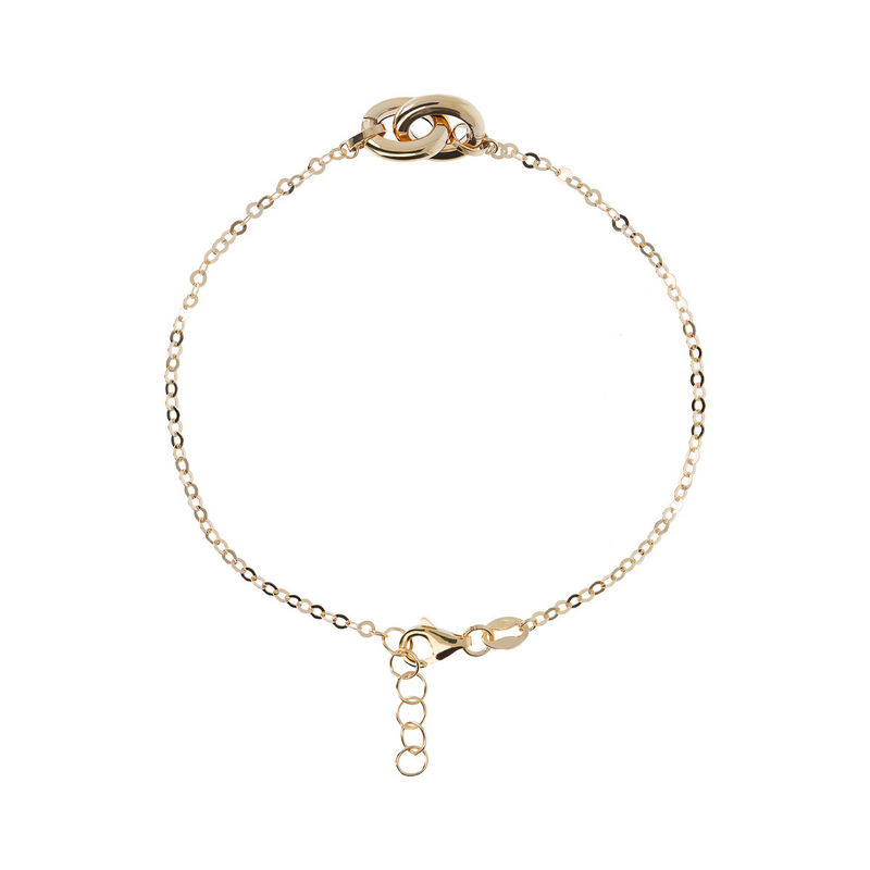 Forzatina Chain Bracelet with Double Large Intertwined Circle in 9 Carat Gold