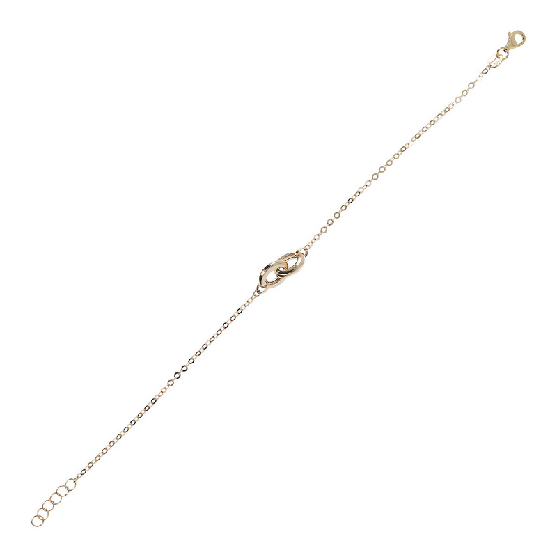 Forzatina Chain Bracelet with Double Large Intertwined Circle in 9 Carat Gold