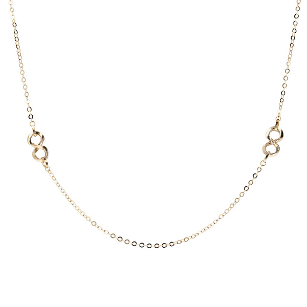 Forzatina and Station Chain Necklace with 9 Carat Gold Infinity