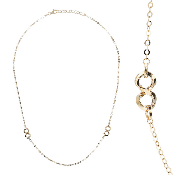 Forzatina and Station Chain Necklace with 9 Carat Gold Infinity