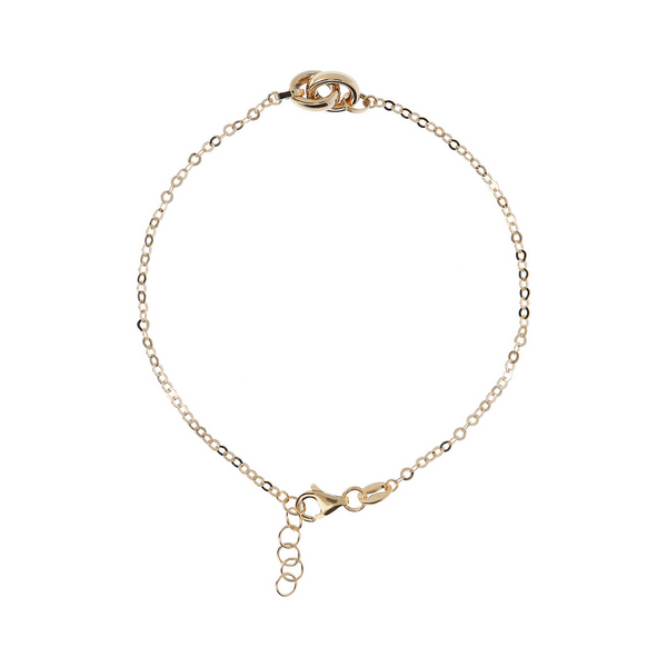 Bracelet chaîne Forzatina avec petit cercle double entrelacé en or 9 carats
