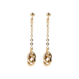 Wire Pendant Earrings with 9 Carat Gold Double Circle