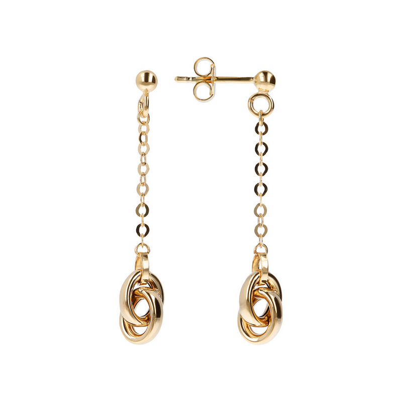 Wire Pendant Earrings with 9 Carat Gold Double Circle