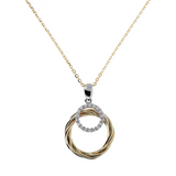 Forzatina Chain Necklace with Bicolor Circle Pendant in Cubic Zirconia and 9 Carat Gold