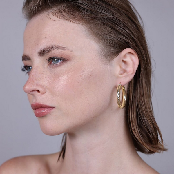 Large Hammered Circle Pendant Earrings in 9 Carat Gold