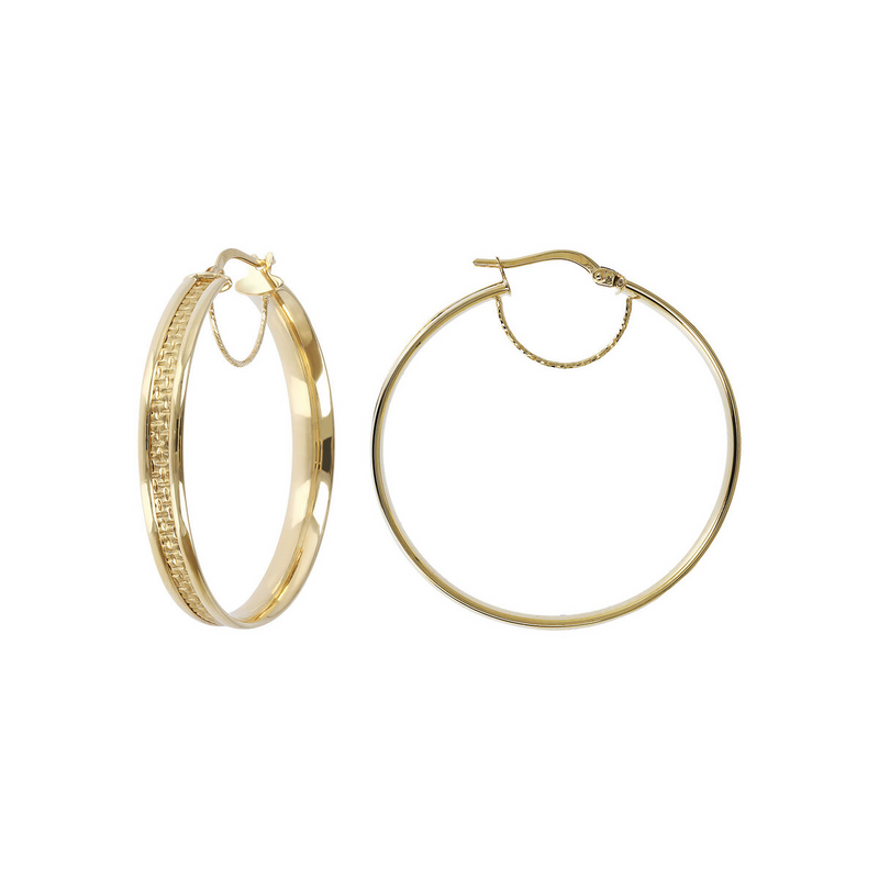 Boucles d'oreilles pendantes grand cercle martelé en or 9 carats