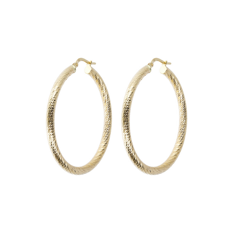 9 Carat Gold Diamond Surface Hoop Earrings