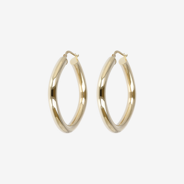 Boucles d'Oreilles Créoles Forme Ovale Arrondie Or 9 Carats