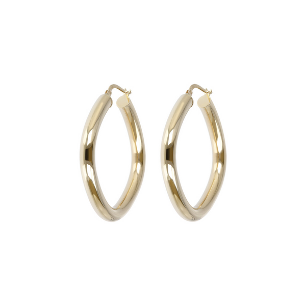 9 Carat Gold Rounded Oval Shape Hoop Earrings