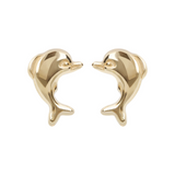 Boucles d'oreilles clous avec dauphin en or 9 carats
