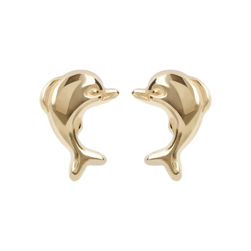 Stud Earrings with 9 Carat Gold Dolphin