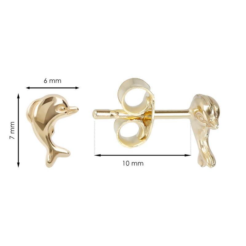 Stud Earrings with 9 Carat Gold Dolphin