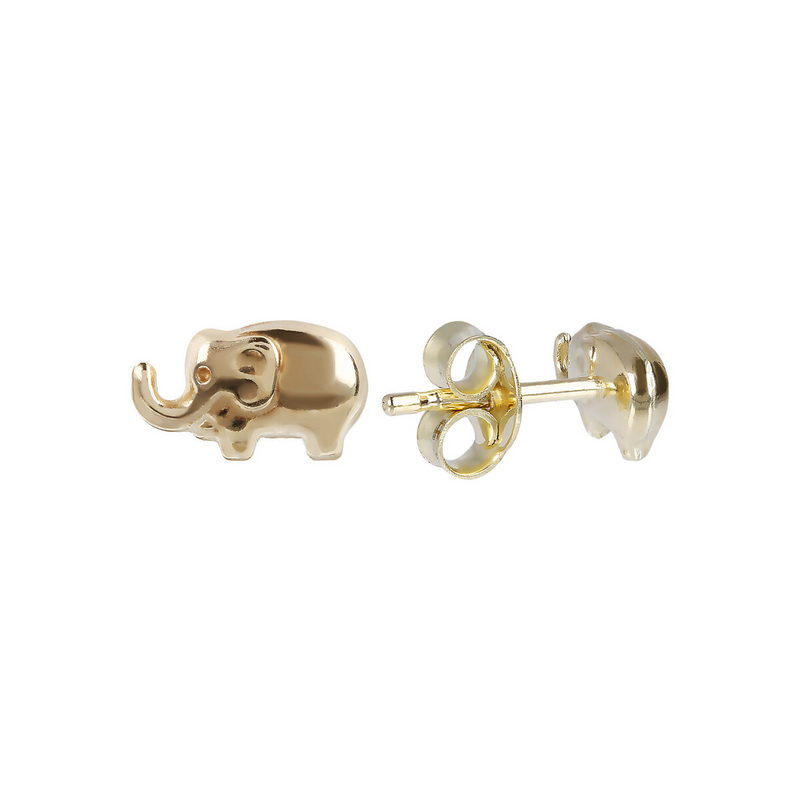 Stud Earrings with 9 Carat Gold Elephant