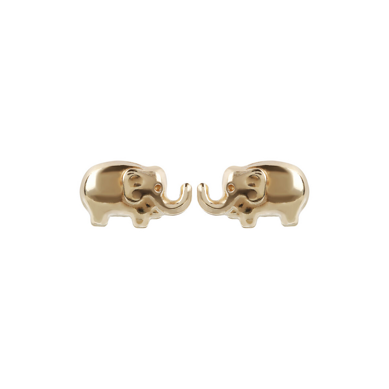 Boucles d'oreilles clous avec éléphant en or 9 carats