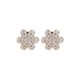 Stud Earrings with 9 Carat Gold Pavé Flower