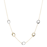 Rolo Chain Necklace with 9 Carat Gold Bicolor Station Rings