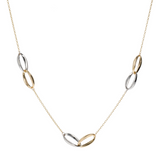 Necklace with Two-Tone Intertwined Ellipse Stations in 9 Carat Gold