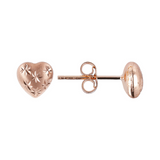 Stud Earrings with Heart and Diamond Details 9 Carat Rose Gold