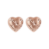 Boucles d'oreilles clous avec détails cœur et diamants Or Rose 9 carats