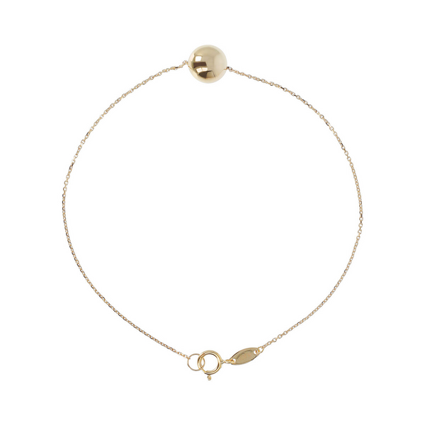 Rolo Chain Bracelet with 9 Carat Gold Polished Sphere Pendant