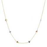 Rolo Chain Necklace with Small Two-Tone Hearts in 9 Carat Gold