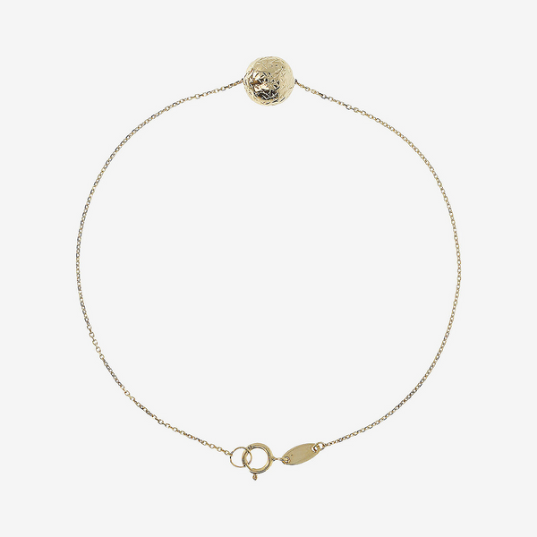 Rolo Chain Bracelet with 9 Carat Gold Hammered Sphere Pendant