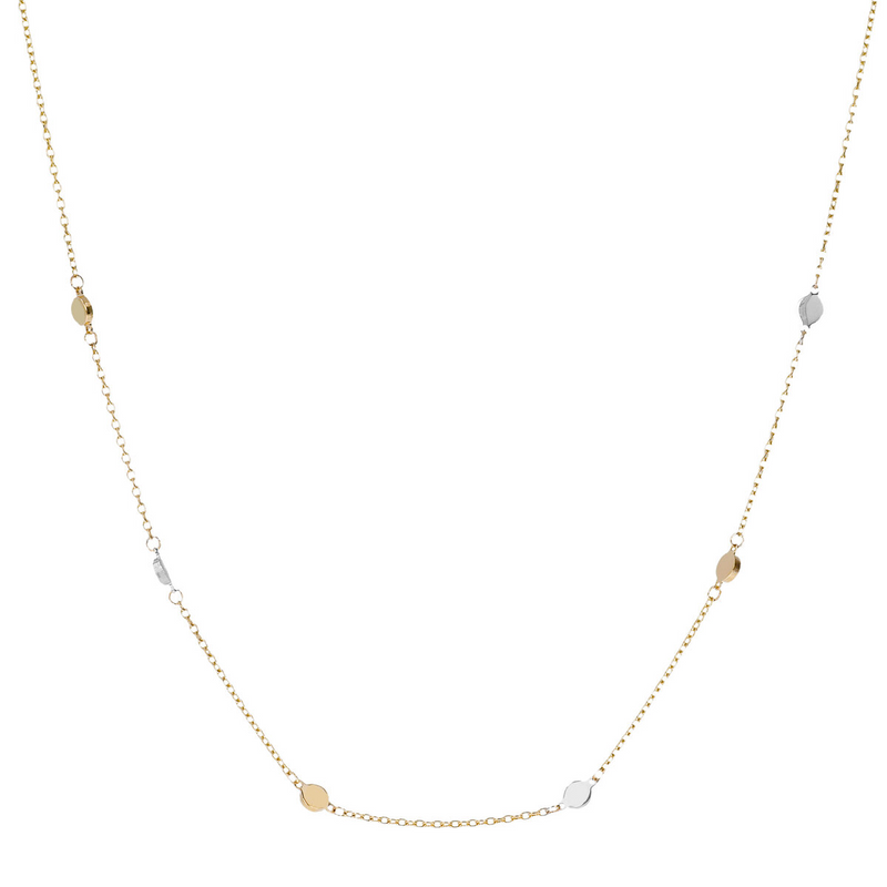 Rolo Chain Necklace with Small Two-Tone 9 Carat Gold Discs