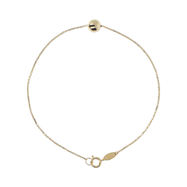 Rolo Chain Bracelet with Small Polished Sphere Pendant in 9K Gold