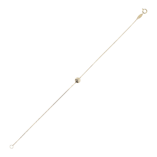 Kettenarmband mit kleinem polierten Kugelanhänger aus 9 Karat Gold