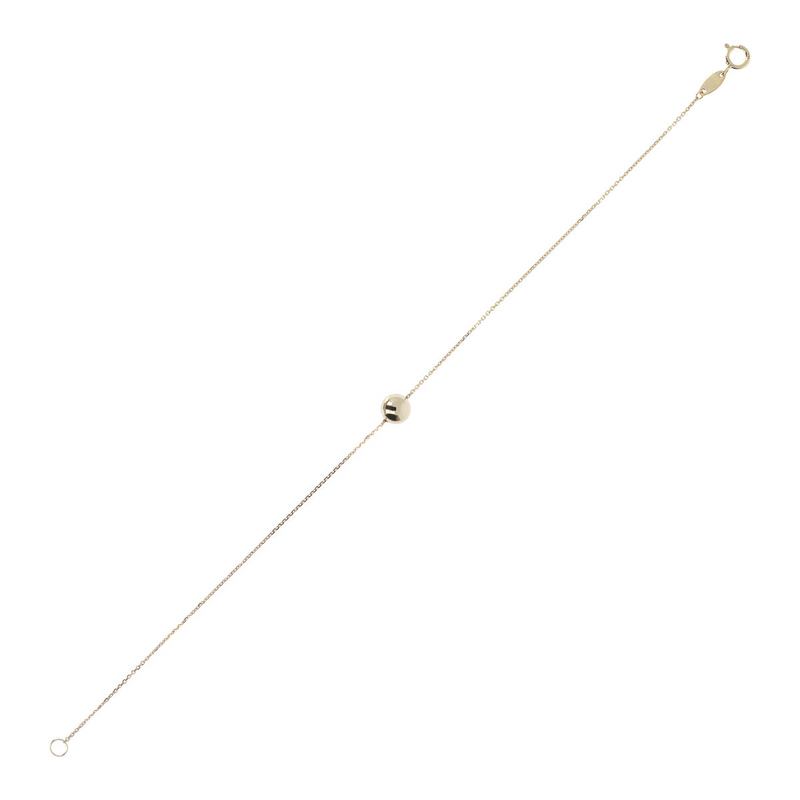 Bracelet chaîne Rolo avec pendentif petite sphère polie en or 9 carats