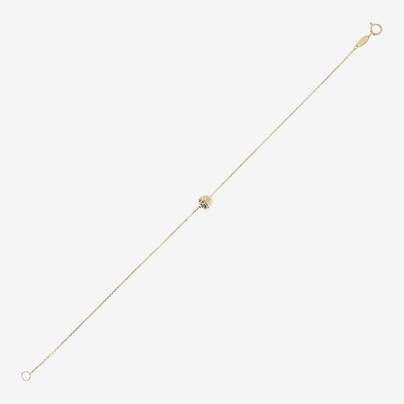 Rolo Chain Bracelet with Small Hammered Sphere Pendant in 9Ct Gold