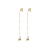 Wire Pendant Earrings with Asymmetrical Heart in 9 Carat Gold