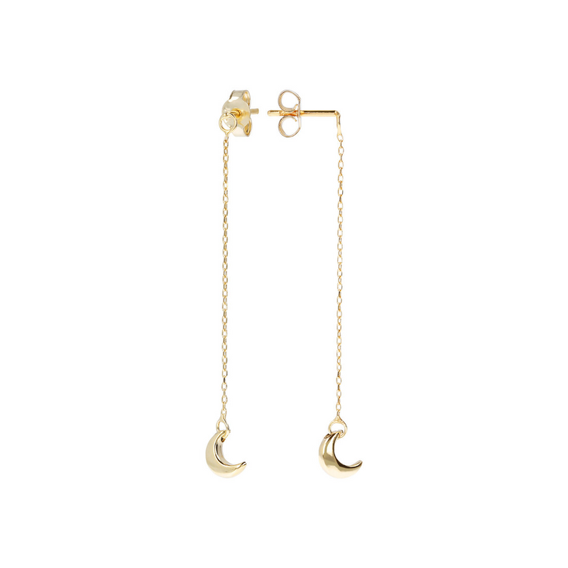 Wire Pendant Earrings with 9 Carat Gold Moon