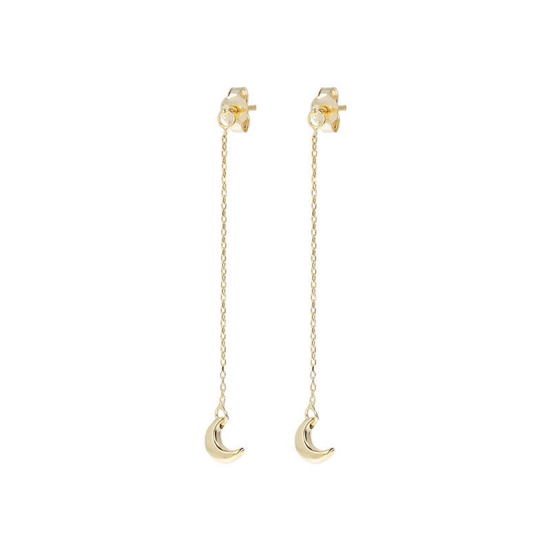Wire Pendant Earrings with 9 Carat Gold Moon