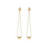 Boucles d'oreilles pendantes double fil avec cœur en or 9 carats