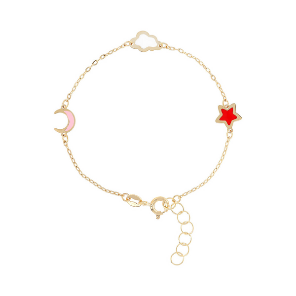 Baby Bracelet with Forzatina Chain and 9 Carat Gold Sky Elements
