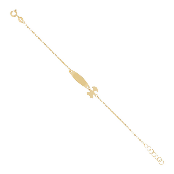 Bracelet chaîne bébé Forzatina avec plaque et pendentif pour fille en or 9 carats