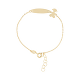 Bracelet chaîne bébé Forzatina avec plaque et pendentif pour fille en or 9 carats