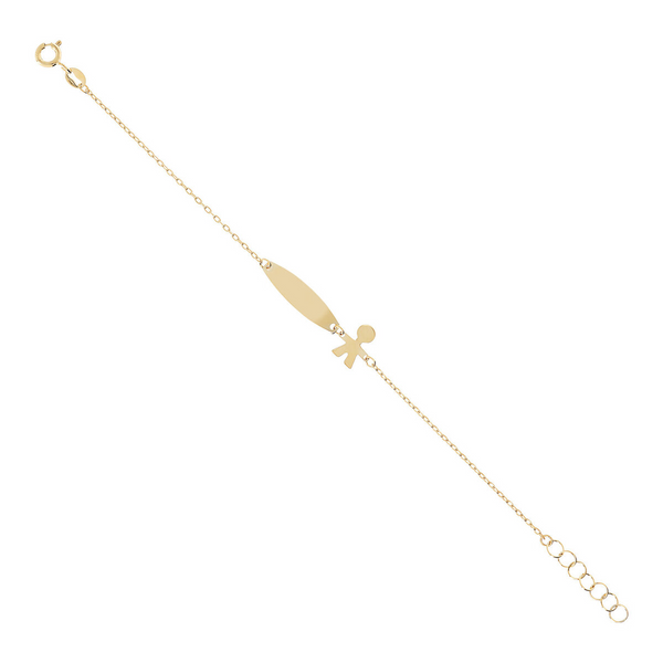 Baby Forzatina Chain Bracelet with Plate and 9 Carat Gold Baby Pendant